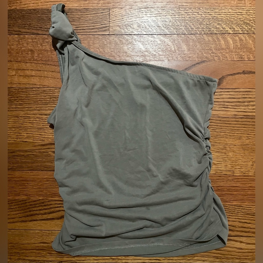 Free People Elegant One-Shoulder Gray Top
